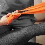 theraband used for stretching and exercise